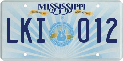 MS license plate LKI012