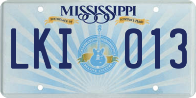 MS license plate LKI013