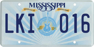 MS license plate LKI016