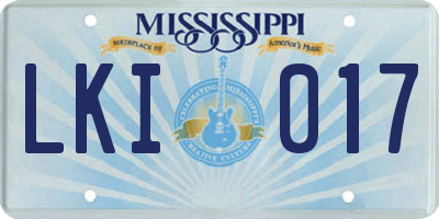 MS license plate LKI017