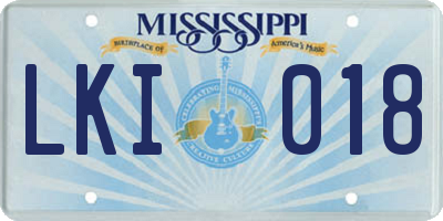 MS license plate LKI018
