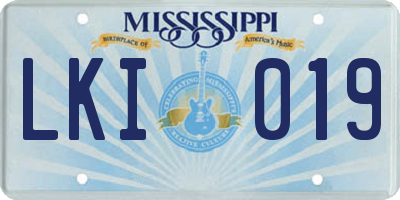 MS license plate LKI019