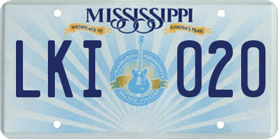 MS license plate LKI020