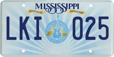 MS license plate LKI025