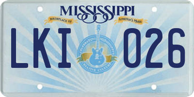 MS license plate LKI026