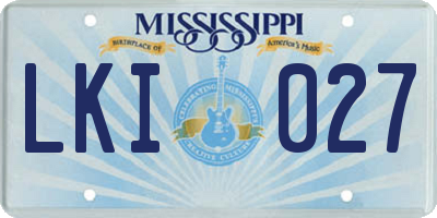 MS license plate LKI027