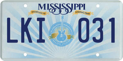 MS license plate LKI031