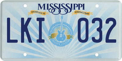 MS license plate LKI032