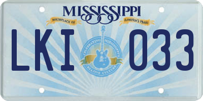MS license plate LKI033