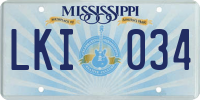 MS license plate LKI034