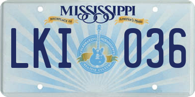 MS license plate LKI036