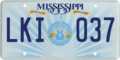 MS license plate LKI037