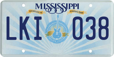 MS license plate LKI038