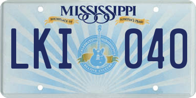 MS license plate LKI040