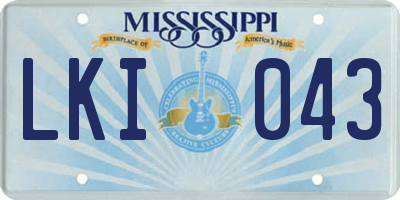 MS license plate LKI043