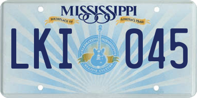 MS license plate LKI045