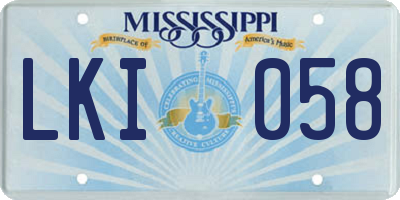 MS license plate LKI058