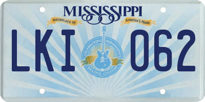 MS license plate LKI062