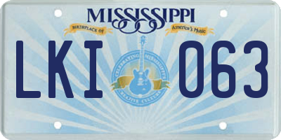 MS license plate LKI063