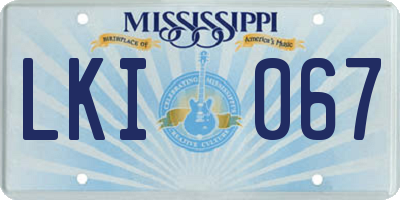 MS license plate LKI067