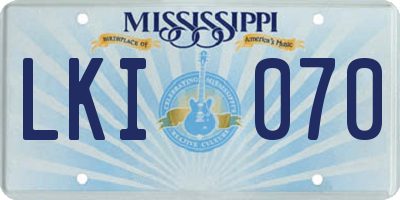 MS license plate LKI070