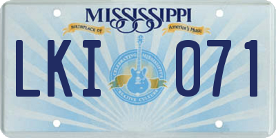 MS license plate LKI071