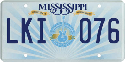 MS license plate LKI076