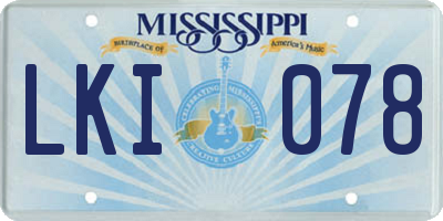 MS license plate LKI078
