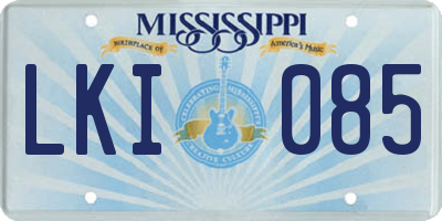 MS license plate LKI085