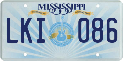MS license plate LKI086