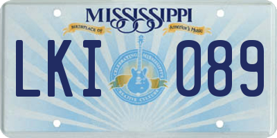 MS license plate LKI089