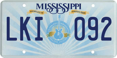 MS license plate LKI092