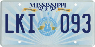 MS license plate LKI093
