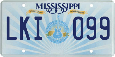 MS license plate LKI099