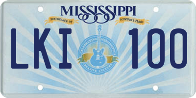 MS license plate LKI100