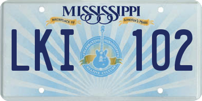 MS license plate LKI102