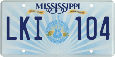 MS license plate LKI104
