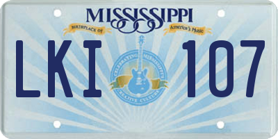 MS license plate LKI107