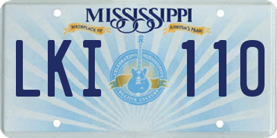 MS license plate LKI110