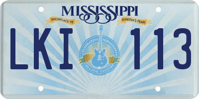 MS license plate LKI113