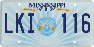 MS license plate LKI116
