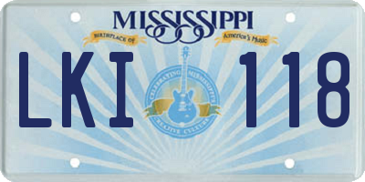 MS license plate LKI118