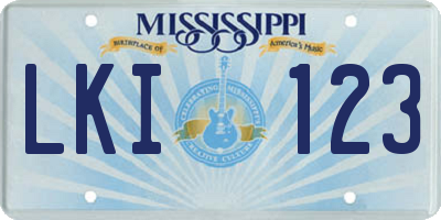 MS license plate LKI123