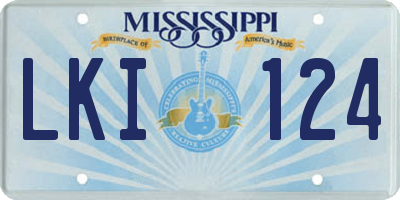 MS license plate LKI124