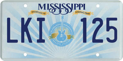 MS license plate LKI125