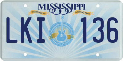 MS license plate LKI136