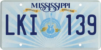 MS license plate LKI139