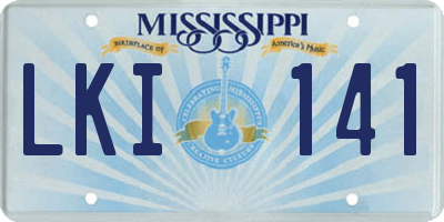 MS license plate LKI141