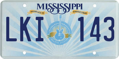 MS license plate LKI143
