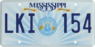 MS license plate LKI154